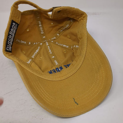 Dutch Bros Baseball Cap Yellow One Size Just Brew It Hat Slideback Blue Cotton