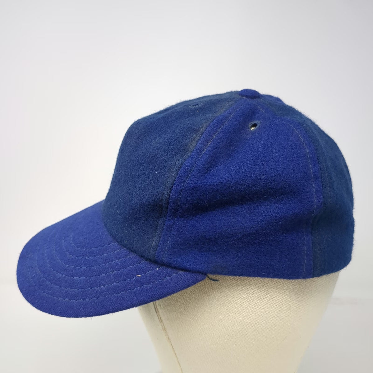 MacGregor Baseball Cap Blue 7 Wool Leather Sweatband Fitted Hat Vintage