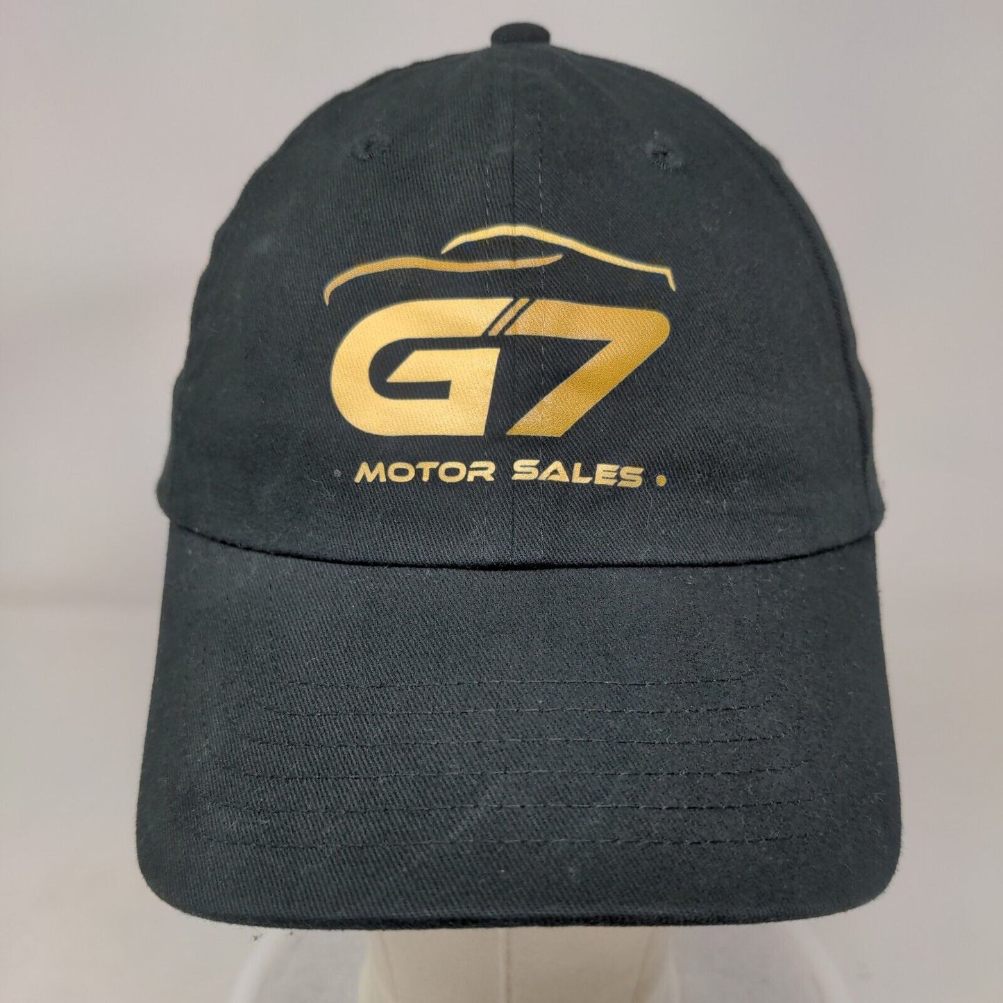 G7 Motor Sales Strapback Hat Black One Size Adjustable Solid 6 Panel