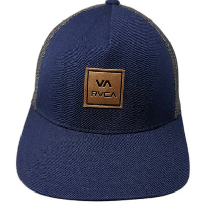 RVCA Trucker Hat Blue One Size Mesh Back Logo Patch Snapback Mid Fit Structured