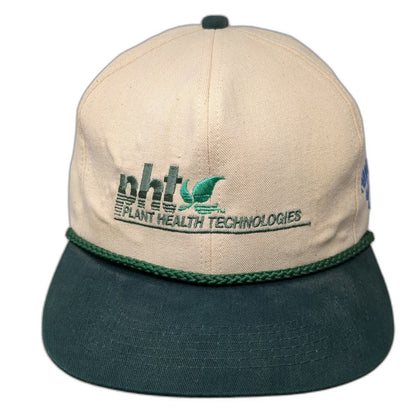 K-Products Baseball Cap Beige Green Plant Health Technologies Rope Hat Vintage