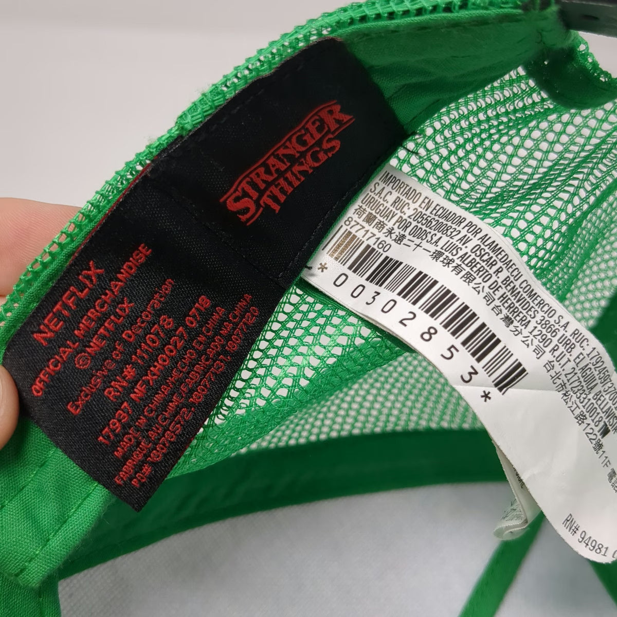 Netflix Stranger Things Trucker Hat White Green Yellow One Size Mesh Snapback