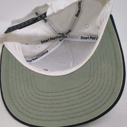 Hawx Smart Pest Control 5 Panel White Hat One Size Snapback Green Underbrim Flat