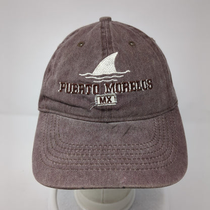 Puerto Morelos MX Slideback Hat Brown OS Adjustable Embroidered 6 Panel