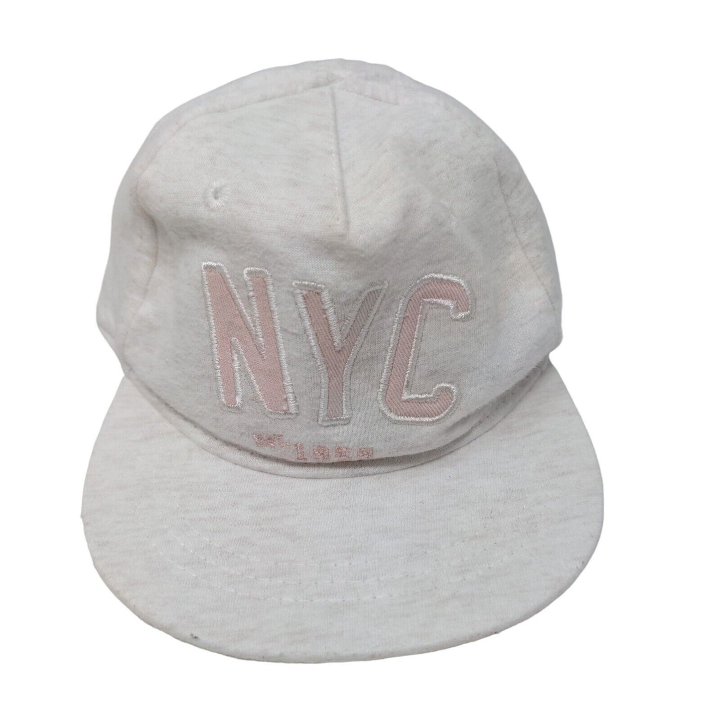 H&M Baby Stretchy Hat White Pink Size 4-6 Months Embroidered NYC Logo Cotton