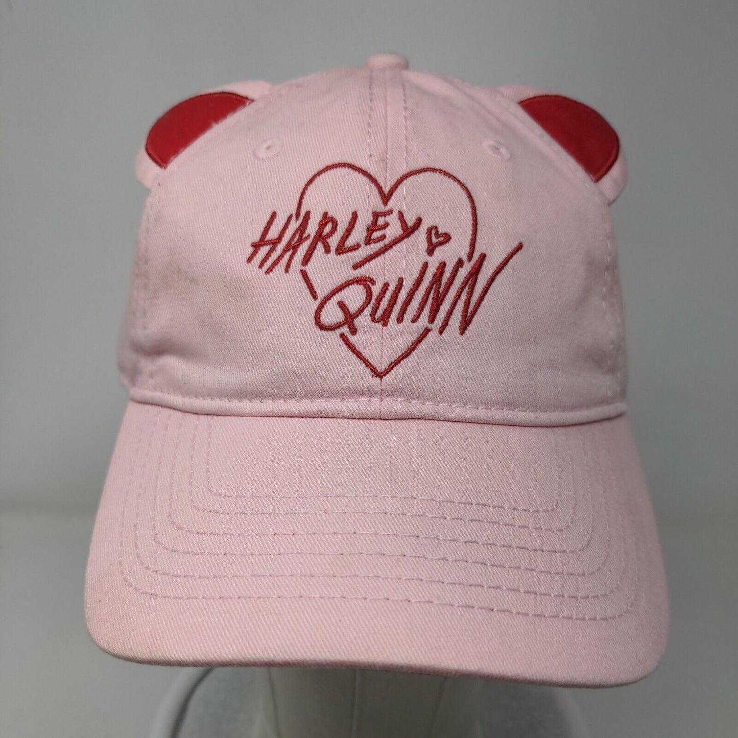 Harley Quinn Cat Ears Slideback Hat Pink OSFM Embroidered Birds Of Prey