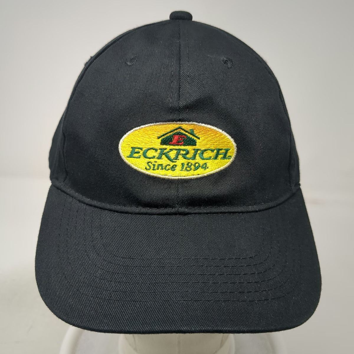 Eckrich Smoked Meats Logo Patch Baseball Cap Black One Size Strapback Hat