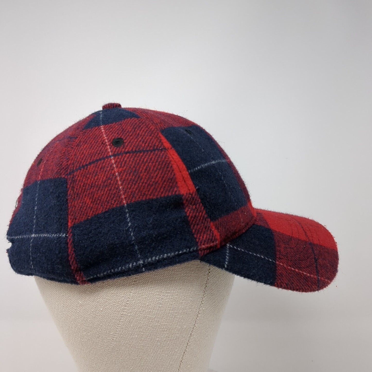 Unbranded Slideback Hat Red Navy Multi OSFM Adjustable Plaid 6 Panel
