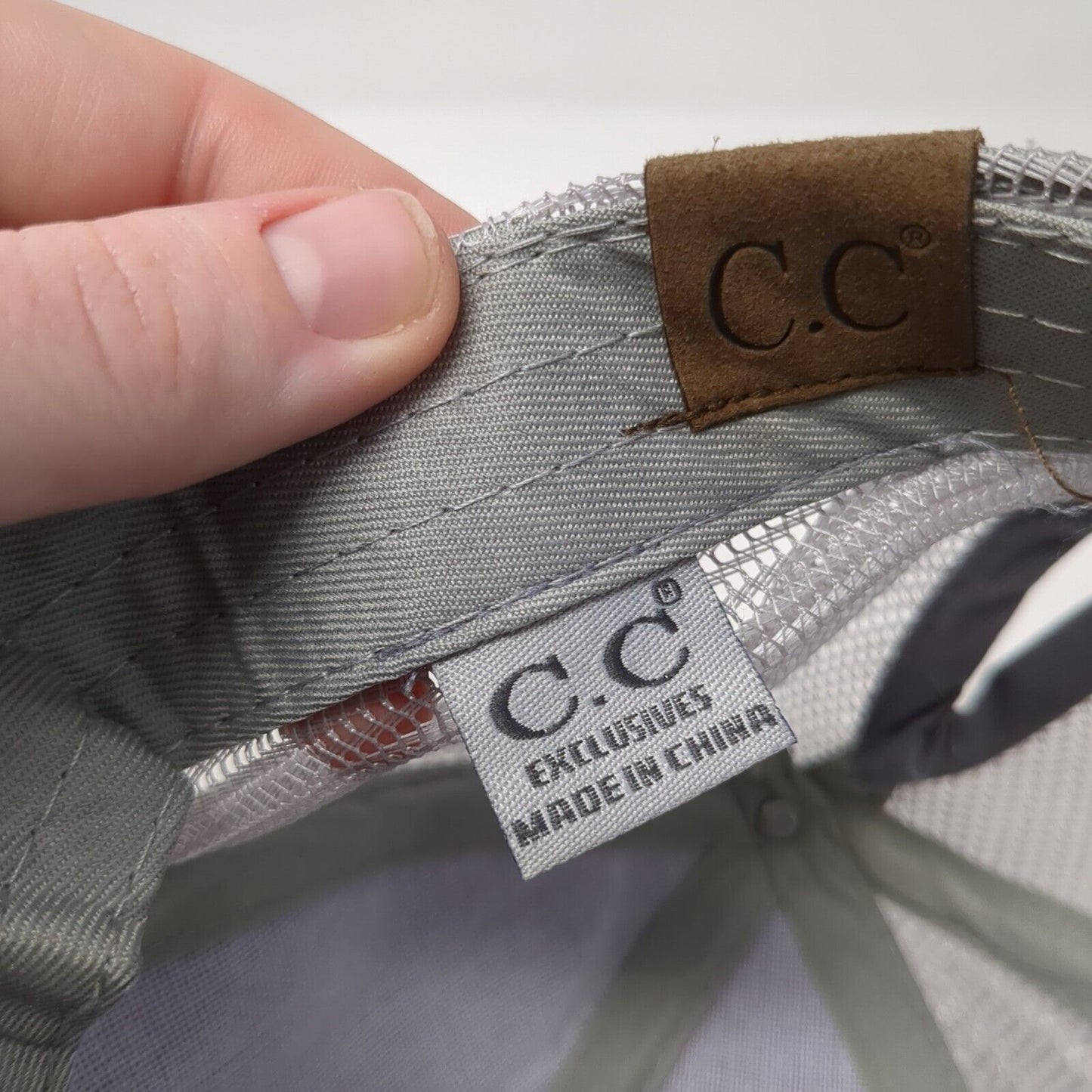 C.C Exclusives Strapback Trucker Hat Gray One Size Ponytail Blank