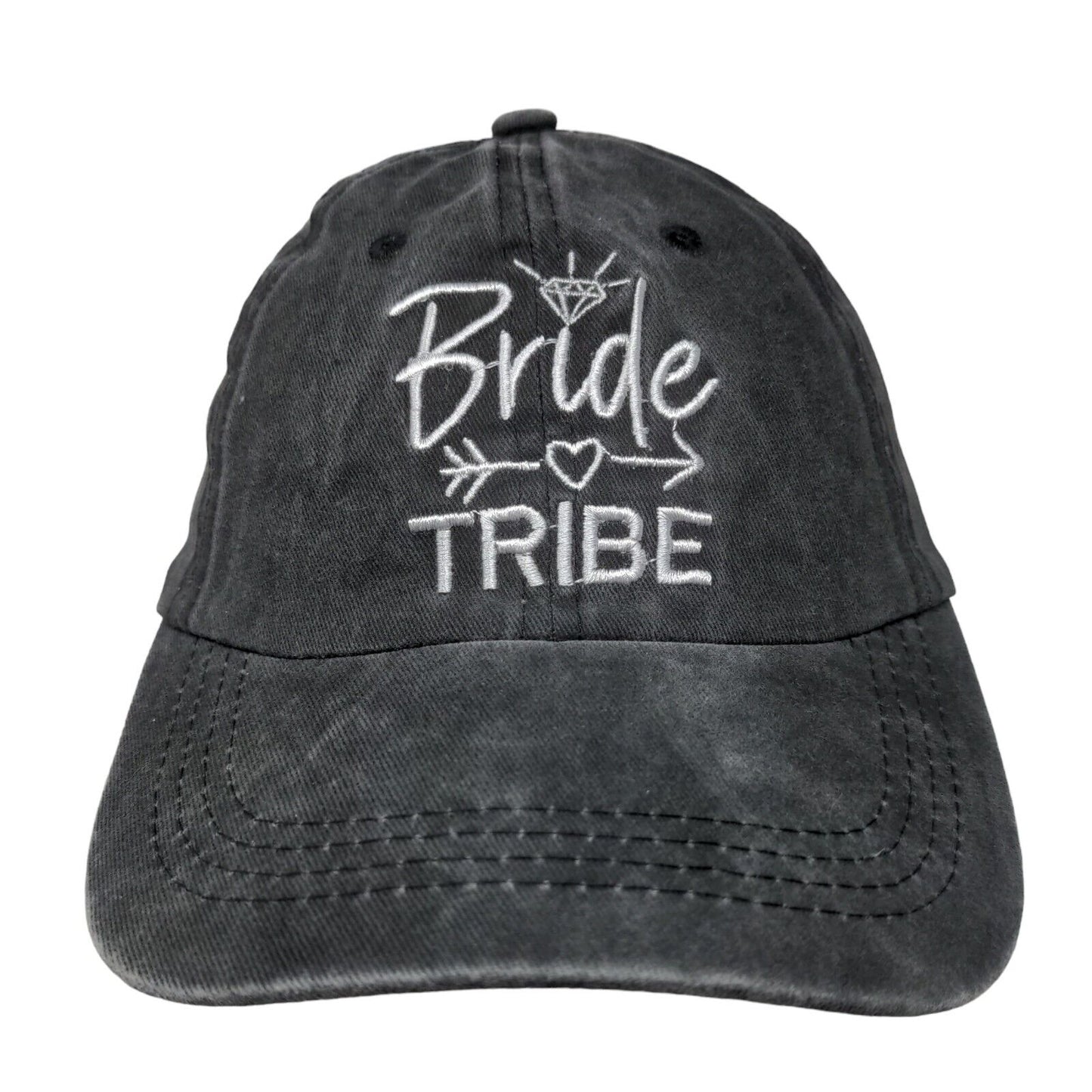 Bride Tribe Slideback Hat Gray One Size Embroidered Adjustable Cotton