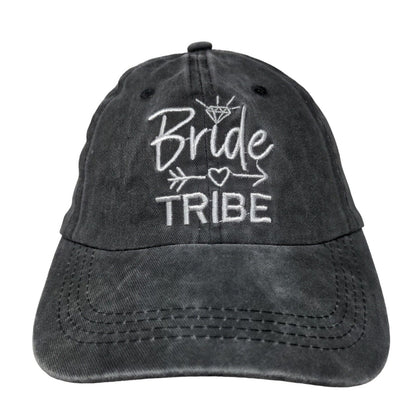 Bride Tribe Slideback Hat Gray One Size Embroidered Adjustable Cotton