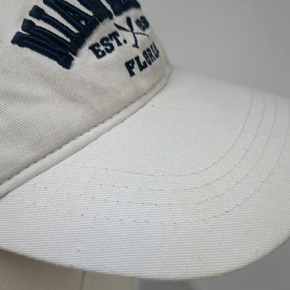 Surf Style Baseball Cap White Blue One Size Strapback Hat Miami Beach Florida
