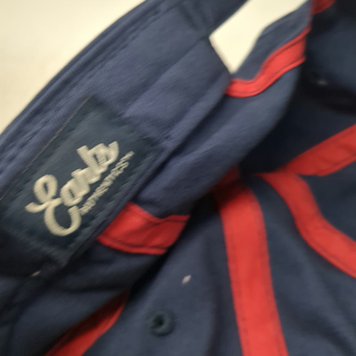 Earls Collection Baseball Cap Blue OSFM Red Script E Logo Slideback Cotton Hat