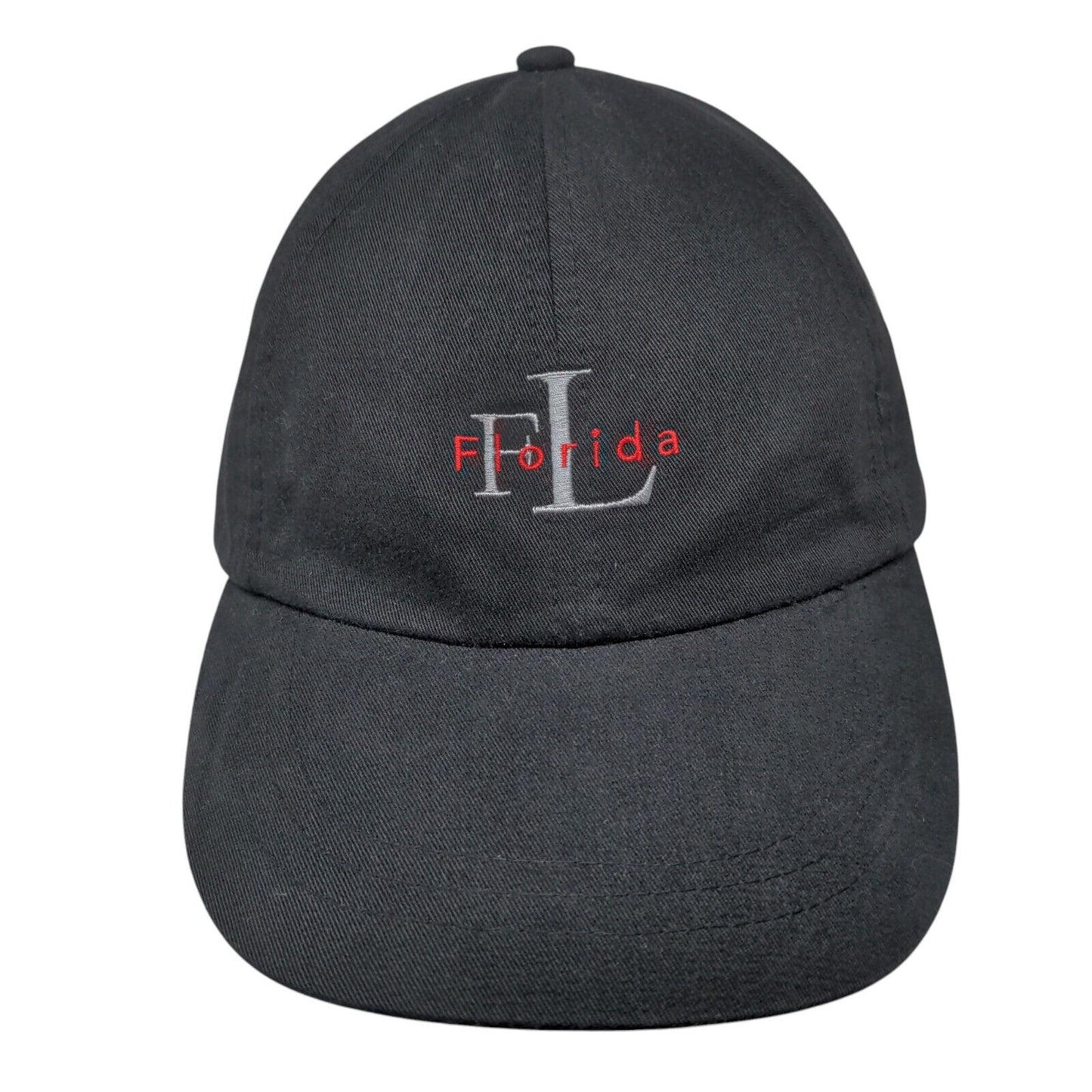 FL Florida Slideback Hat Black OSFA Adjustable Embroidered Vented Holes 6 Panel