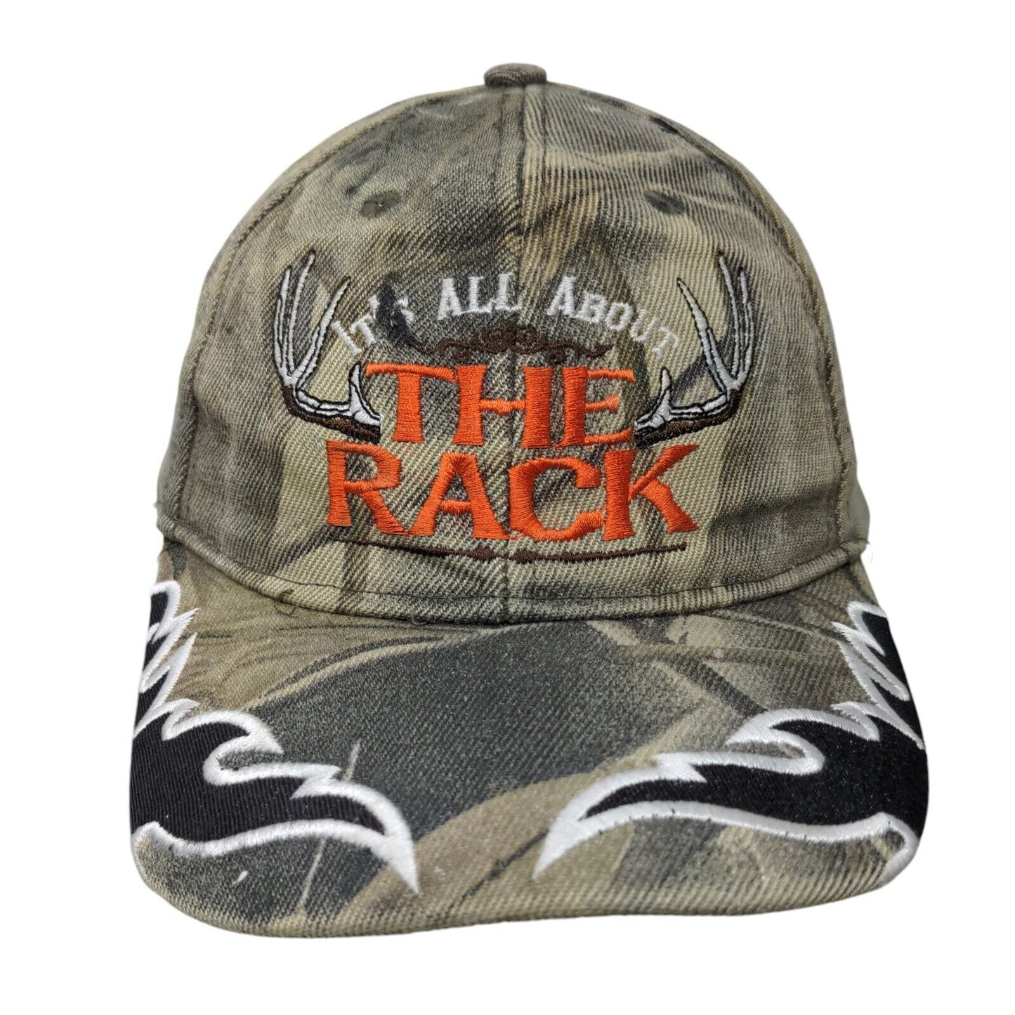 All About The Rack Strapback Hat Camo One Size Embroidered Adjustable