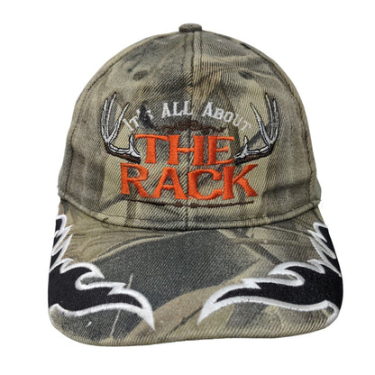 All About The Rack Strapback Hat Camo One Size Embroidered Adjustable