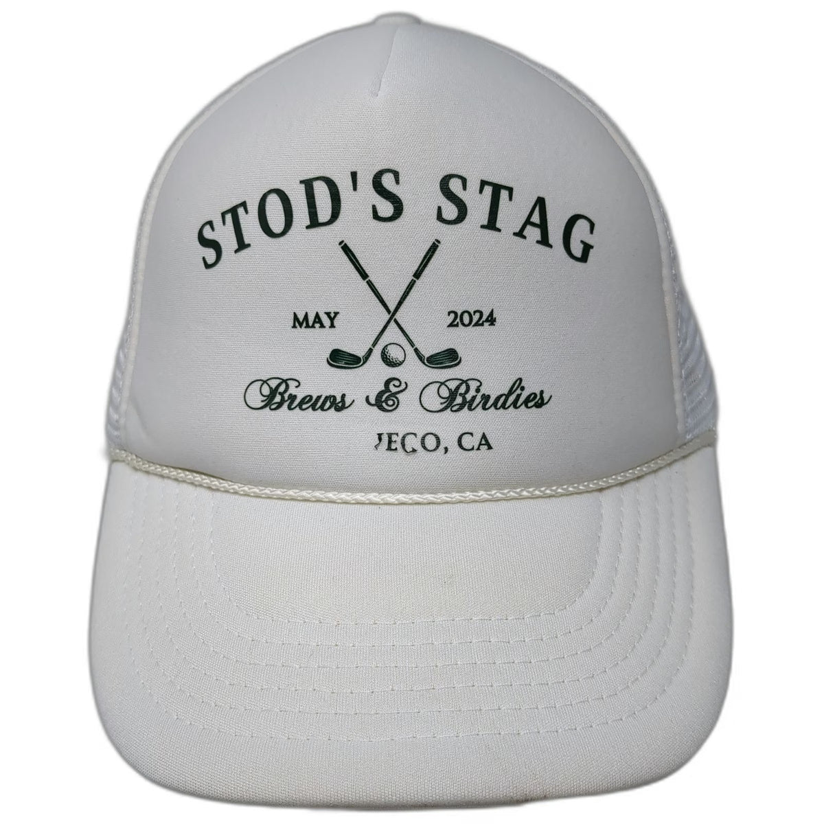 Nissun Trucker Hat White One Size Mesh Back Snapback Stods Stag Brews Birdies