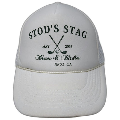 Nissun Trucker Hat White One Size Mesh Back Snapback Stods Stag Brews Birdies