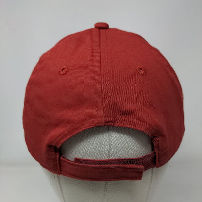Unbranded Strapback Hat Red One Size Adjustable Vented Holes 6 Panel Blank