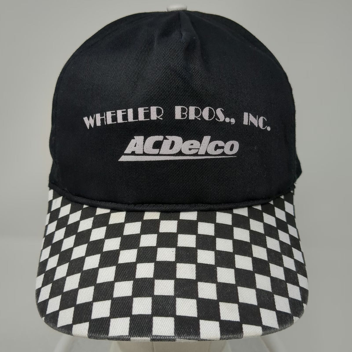 Cobra Caps 5 Panel Black One Size Checkerboard Brim ACDelco Snapback Hat Cotton