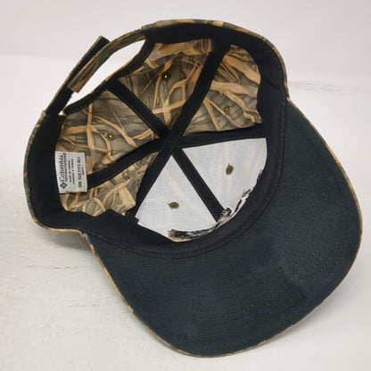 Columbia Baseball Cap Brown Delta Hunter Marsh Camo Goose Nylon Hat Vintage