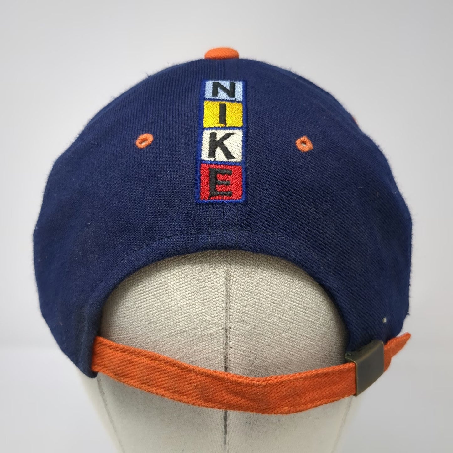 Nike Baseball Cap Blue Orange 6 7/8 Slideback Hat Curved Brim Embroidered Logo