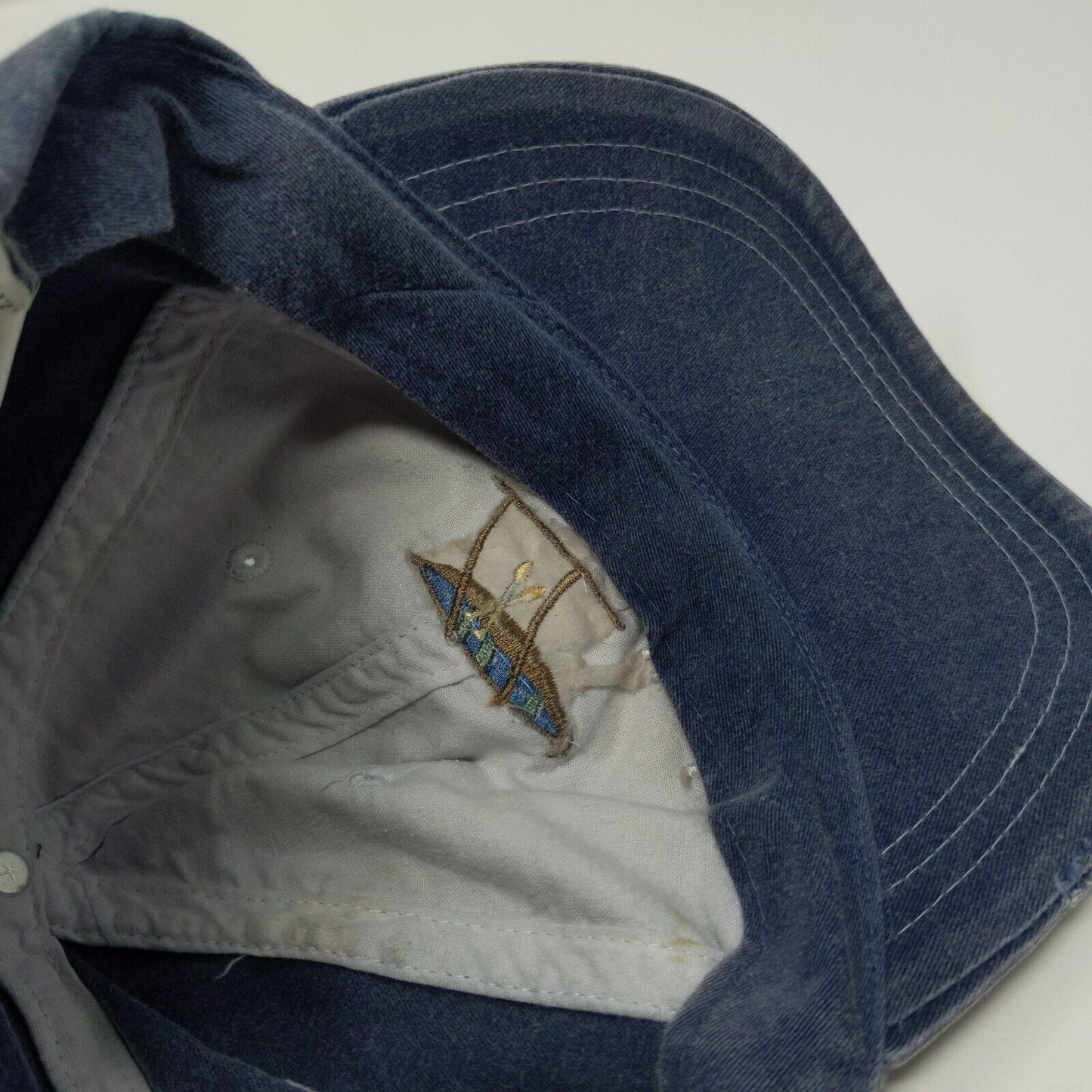 MAUI Slideback Hat Blue OSFA Adjustable Embroidered Vented Holes 6 Panel Cotton