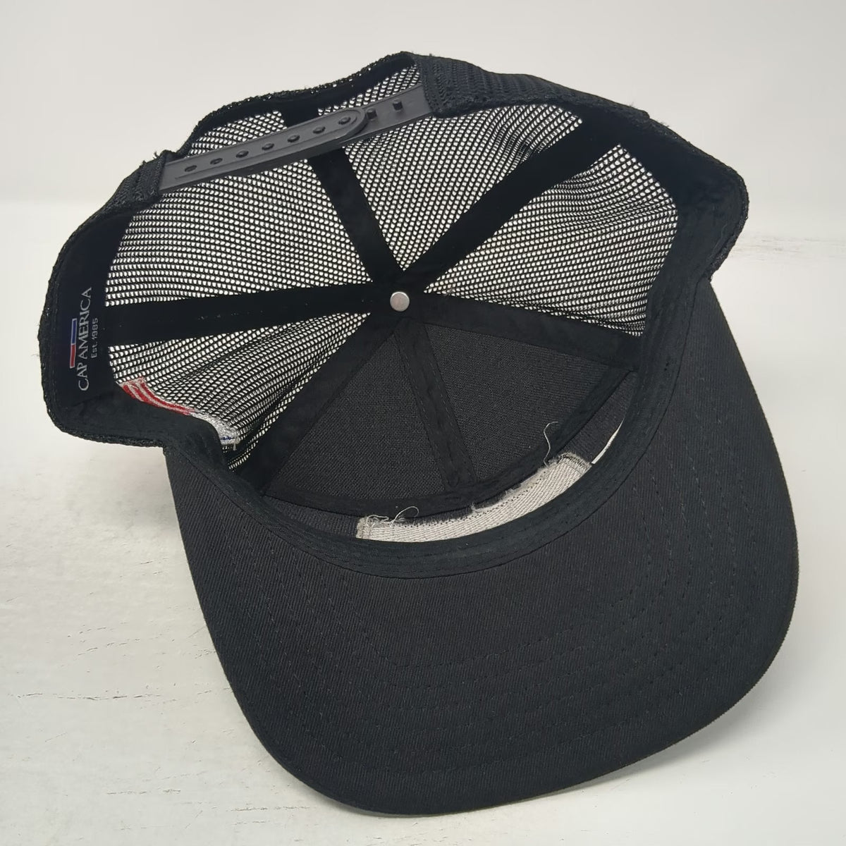 Cap America Trucker Hat Black One Size ACCO Engineered Systems Patch USA Flag