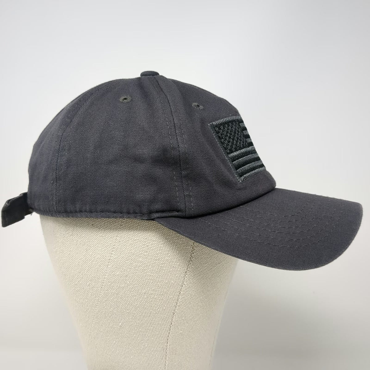 Baseball Cap Gray One Size American Flag Cotton Slideback Hat 6 Panel Adjustable