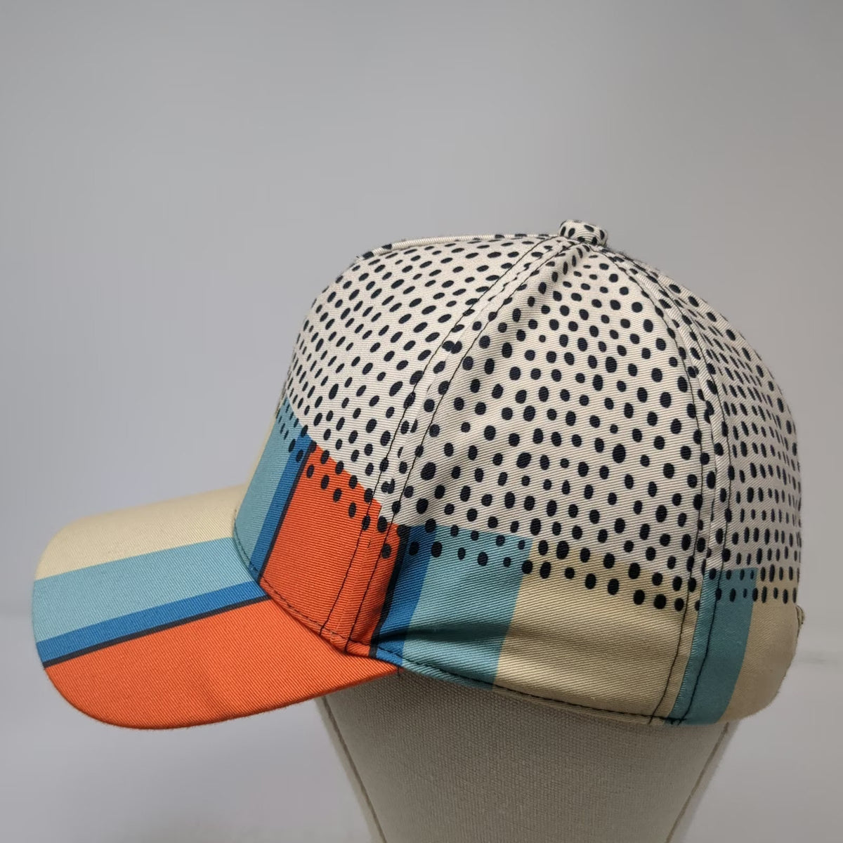 5 Panel Hat Beige Blue Orange Black One Size Abstract Pattern Dots Stripes