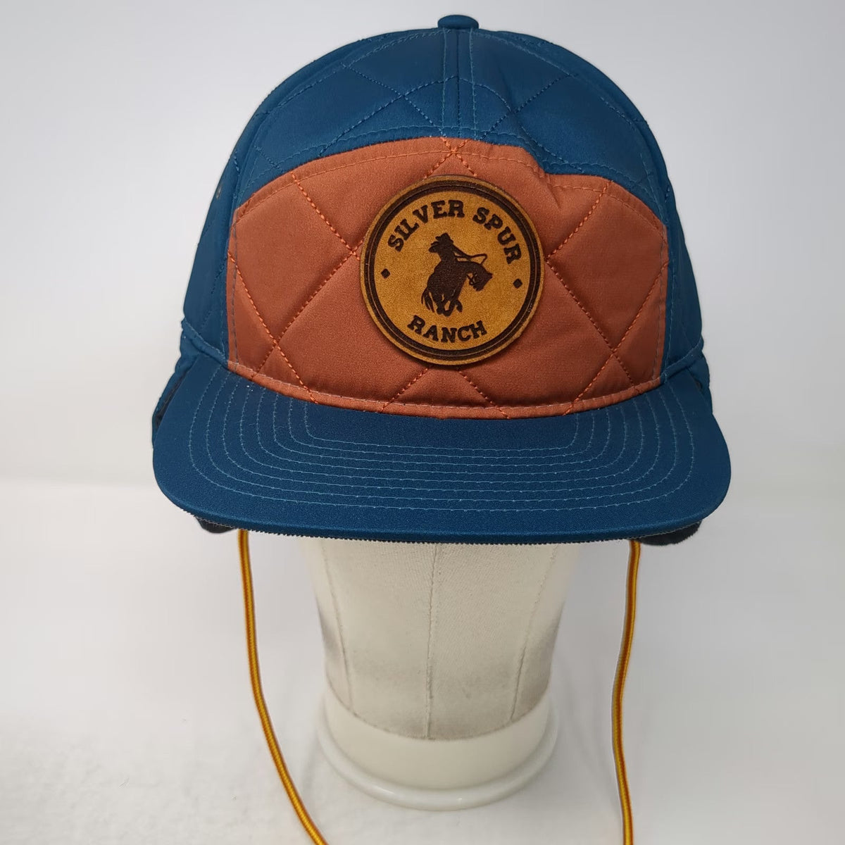 You Know Baseball Cap Blue OSFM Quilted Ear Flaps Silver Spur Ranch Patch Hat