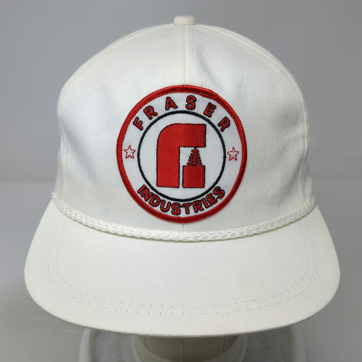 America's Legend Baseball Cap White One Size Rope Brim Fraser Industries USA Hat