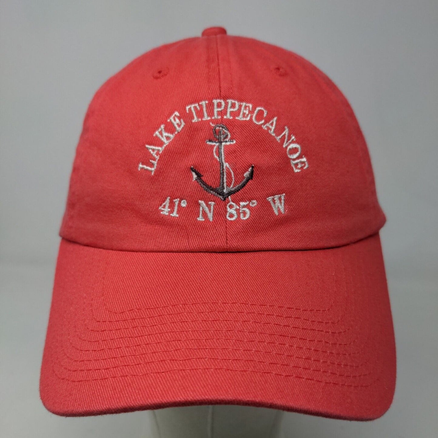 Fahrenheit Men's Slideback Hat Pink OSFM Lake Tippecanoe Embroidered Logo Cotton