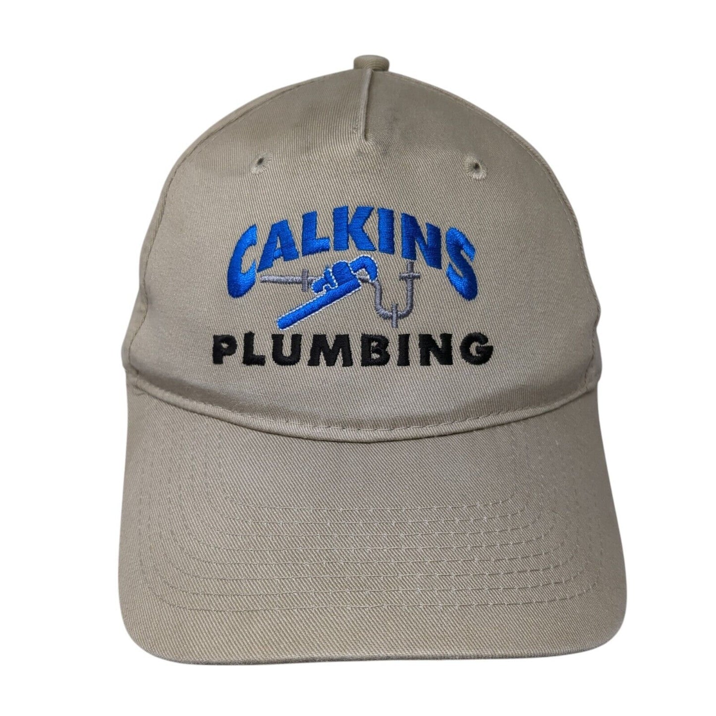 Calkins Plumbing Strapback Hat Tan One Size Adjustable Port & Company