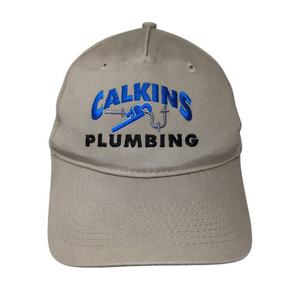 Calkins Plumbing Strapback Hat Tan One Size Adjustable Port & Company