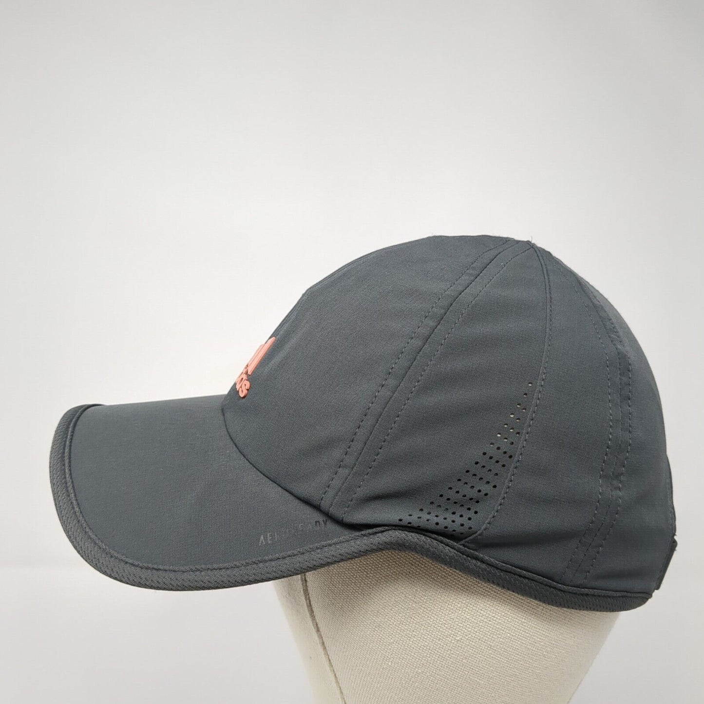 Adidas Aeroready Strapback Hat Gray One Size 3 Stripes Logo Laser Cut
