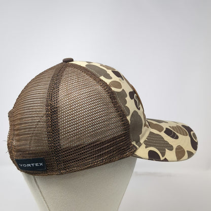 Vortex Trucker Hat Beige Brown Camo One Size Snapback Mesh Logo Patch Hunting
