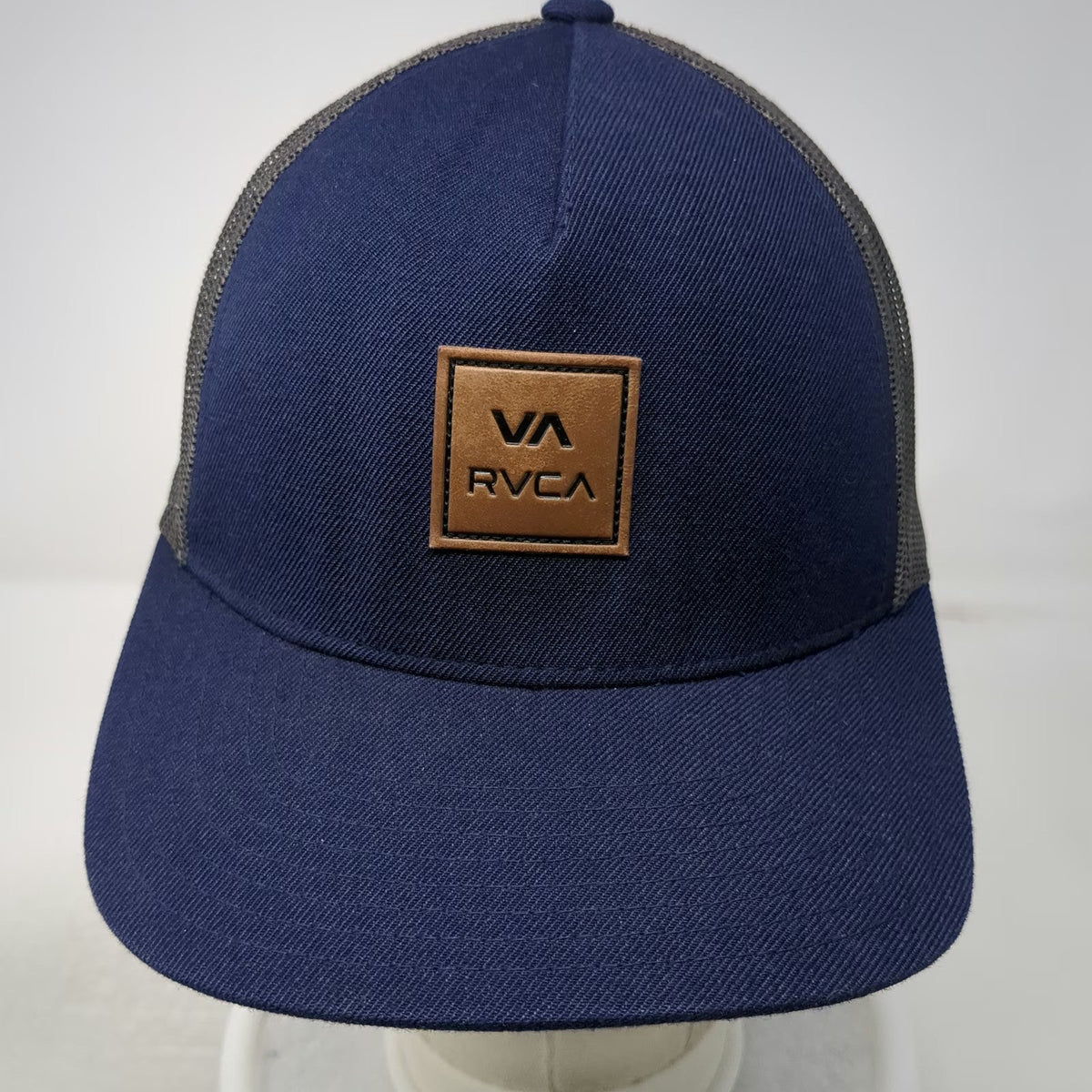 RVCA Trucker Hat Blue One Size Mesh Back Logo Patch Snapback Mid Fit Structured