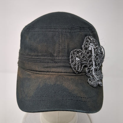 Unbranded Cadet Army Cap Black One Size Stretch Lightweight Sequin