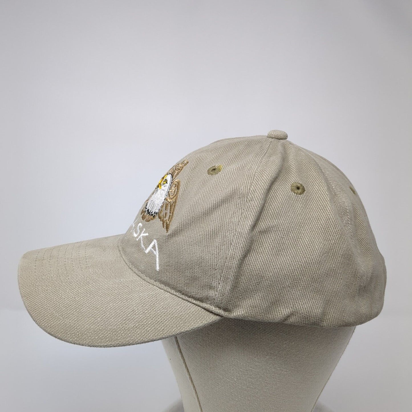 Alaska Strapback Hat Tan One Size Adjustable Embroidered Solid 6 Panel