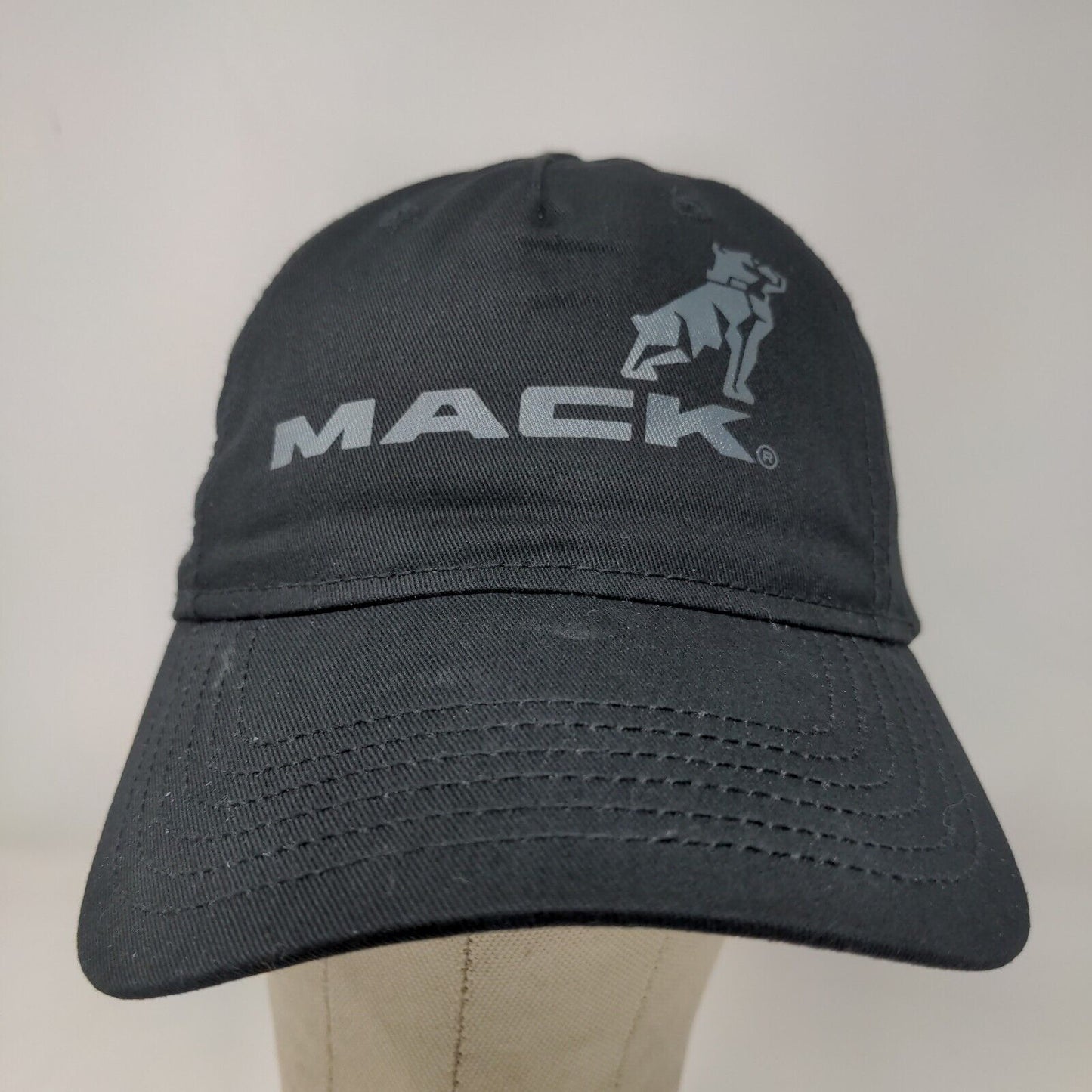 Mack Trucks Men's Strapback Hat Black Graphic Bulldog Logo Adjustable