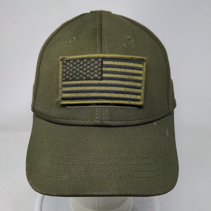 American Flag Fitted Hat Green S/M Patch Patriotic Vented Holes 6 Panel Condor