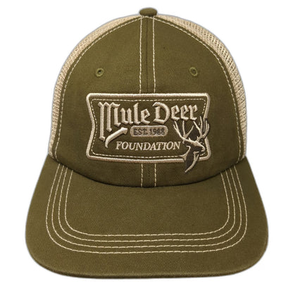 Mule Deer Foundation Trucker Hat Green One Size Mesh Snapback Deer Logo MDF