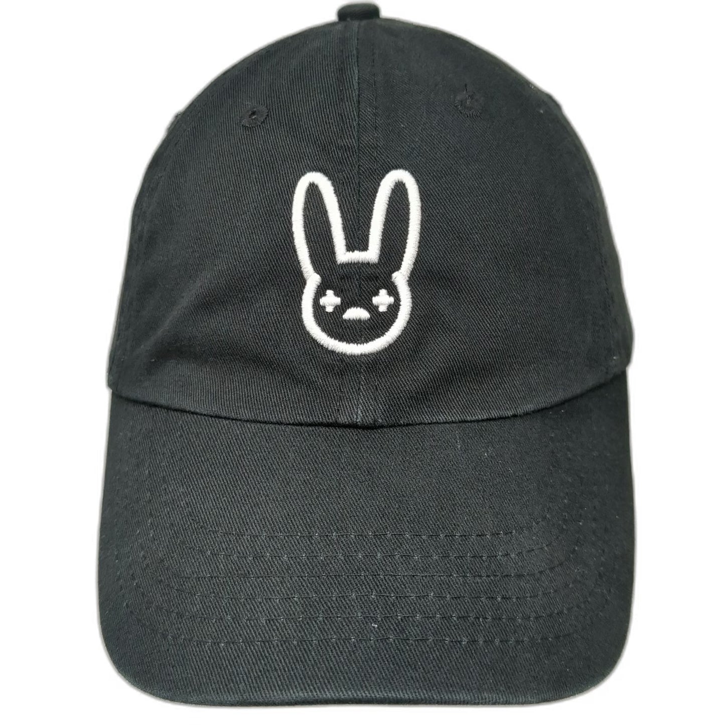 Bad Bunny Embroidered Logo Baseball Cap Black One Size Adjustable Slide Strap