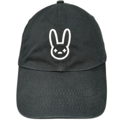 Bad Bunny Embroidered Logo Baseball Cap Black One Size Adjustable Slide Strap