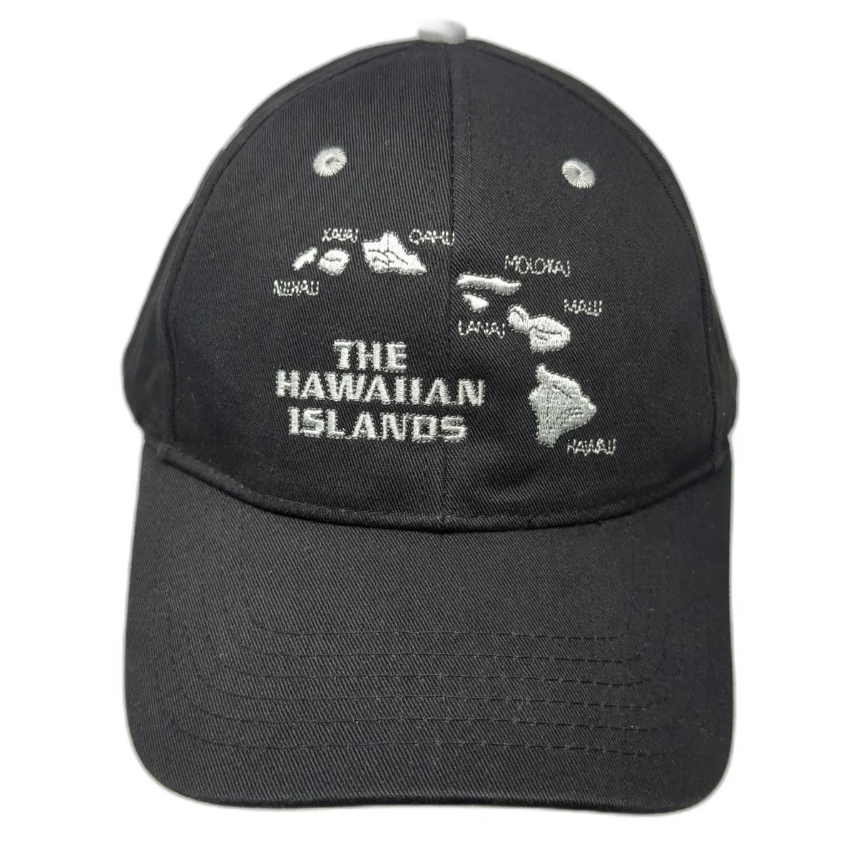 Surfware Baseball Cap Black One Size Hawaiian Islands Map Slideback Hat Cotton