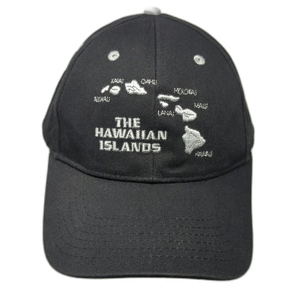 Surfware Baseball Cap Black One Size Hawaiian Islands Map Slideback Hat Cotton