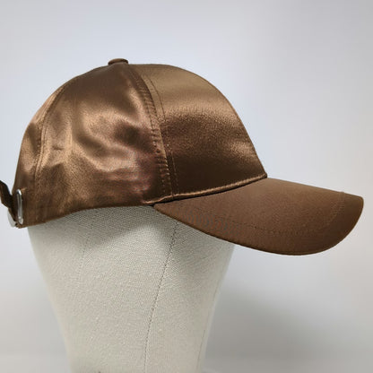 WYETH Brown Baseball Cap One Size Adjustable Satin Shiny Polyester Hat