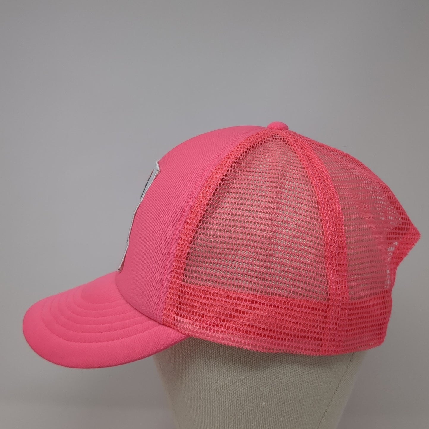 Strange Love Snapback Trucker Hat Pink One Size Adjustable Mesh Back Cobra