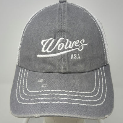 David and Young Trucker Hat Gray One Size Snapback Wolves ASA Mesh Distressed